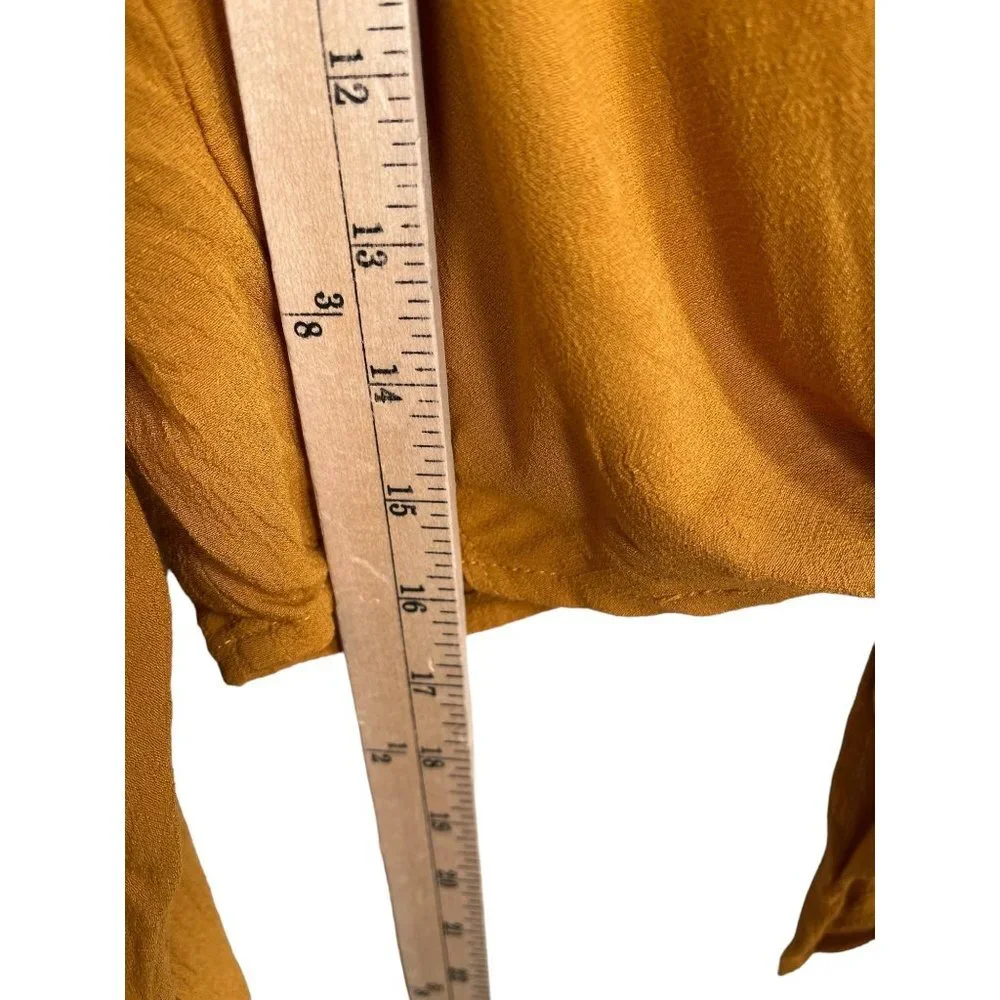 Faithful the Brand cropped tie front‎ blouse sz L mustard - Picture 4 of 8